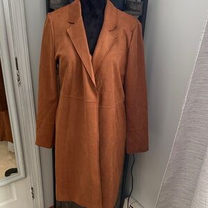 Premise Suede Trench Coat in Rust